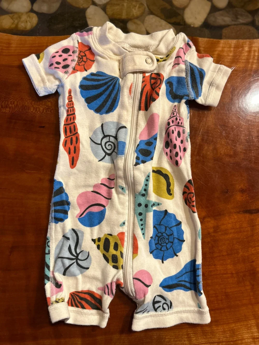 Hanna Andersson zip up one piece with beach Print